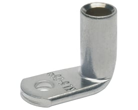 Klauke vinkelkabelsko uden inspektionshul til 185 mm² kabel med M10 bolt, 90 graders vinkel og blank metaloverflade.