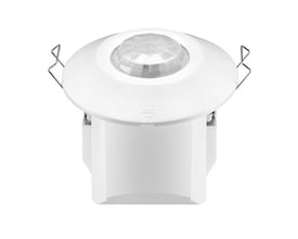Casambi Basicdim 5DP 38rc trådløs sensor i hvid med metalophæng, klar til installation.