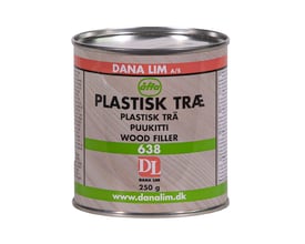 Dana Lim plastisk træmasse 638 i natur ses på en dåse med metal låg, set let oppefra.