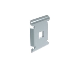 Legrand Spændeplade CE 35 i ZnNi-legering, vist isoleret på hvid baggrund med synlige monteringshuller.