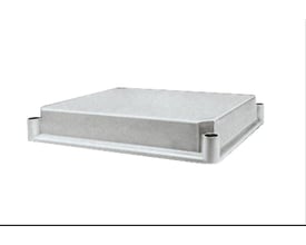 Schneider Electric låg i grå polycarbonat (RAL7035) til kapsling, måler 270x360x95 mm.