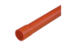 Emtelle kabelrør i orange PE-materiale med muffe til nem samling, 50mm udvendig diameter og 6 meters længde.