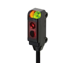 Omron E3T-SL21 fotoelektrisk sensor med en detektionsafstand på 30 mm, NPN-udgang og et 2 meter kabel.