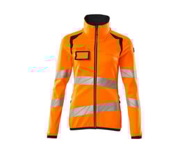 Mascot fleecetrøje 19153 Hi-Vis orange/mørk marine, str 3XL, med lynlås, høj krave og synlige reflekser.