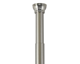 Børstet aluminium forhængsstang med teleskopfunktion, justerbar fra 125-220 cm, vist på hvid baggrund.