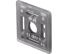 Festo belyst tätning MC-LD-12-24DC, transparent grå, med nummer 19145 og angivelse af 12-24V driftsspænding.