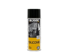 Ironside siliconespray på 400 ml i gul og hvid spraydåse med sort hætte, set forfra.