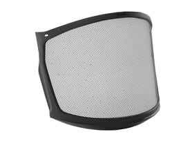 Kask Zen-visir i metal mesh med sort kant og buet netflade, vist skråt forfra.
