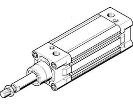 Festo luftcylinder DNC-50-250-PPV-A, model DNC med 50mm cylinderdiameter og 250mm slaglængde, vist med udtrækbar stempelstang.