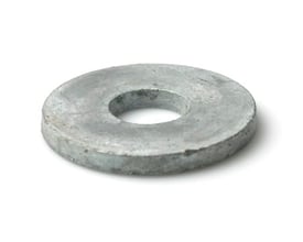 Plan skive M16 med dimensionerne 18 x 40 x 4 mm i forzinket materiale, vist på hvid baggrund.