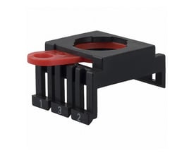 Omron monteringslås A22-3210 i sort plast med en rød betjeningsdel, nummereret 1, 2 og 3.