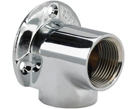 Forkromet 1/2-tommers vægfitting i messing fra Viega med rund vægplade og synligt indvendigt gevind.