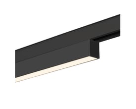 SLV IN-LINE 22 spot monteret på sort 48V skinne, viser den integrerede lyskilde og effektfulde design.