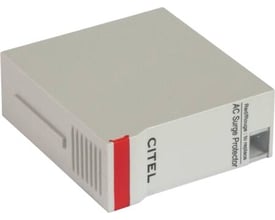 CITEL udskiftningsmodul DSM40-230 til DS40-serien med 230V spænding, viser et hvidt modul med rød detalje og tekst.