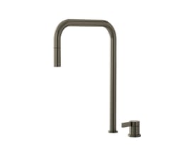 Lavabo Alkymist 788 RS Square køkkenarmatur i gunmetal med høj U-tud, separat greb og udtrækkelig dyse.