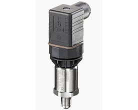 Siemens SITRANS P200 tryktransmitter til 16 BAR med stik og rustfri ståldel på hvid baggrund.