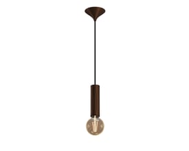 3D Cord-serie pendel i medium størrelse med lodret design i fin bronze og en 3 meter sort kabel, monteret med en E27 fatning.