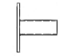 Enkel illustration af en hvid vægarm med et horisontalt udlæg på 0,15 meter, designet til vægmontering.