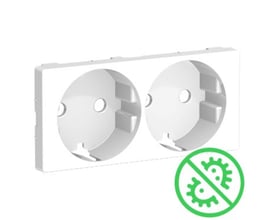 Lauritz Knudsen Fuga 2-moduls afdækning i hvid antibakteriel, til stikkontakt med sidejord.