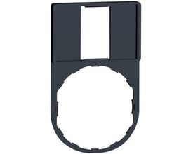 Schneider Electric ZBZ33 sort skilteholder til 18 x 27mm skilt, viser den rektangulære åbning og den cirkulære monteringsdel.