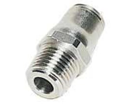 Parker Legris RF lige union i rustfrit stål 316L med 12 mm ydre diameter og R1/2 BSPT gevind.
