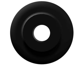 Sort Ironside-skærehjul til rørskærer, 19 x 5,0 mm, vist lige forfra med rundt hjul og centralt hul.