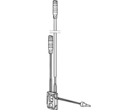 Stregtegning af Oras-sensor type 1018205V med ledninger og stik til sanitetsinstallation.