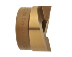 Brunt stempel på 61,5 mm til rustfrit stål, med indgravering 'ISO 50.8mm (2.00") - GREE'.