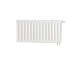 Hvid Unite radiator H600 T22 L0700 med synlig ventil til højre og dekorativ toprist.
