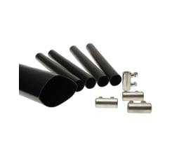 Krympemuffesæt GDSJ med fire sorte krympemuffer og fire skrueforbindere i metal, til kabler 35-95 mm².