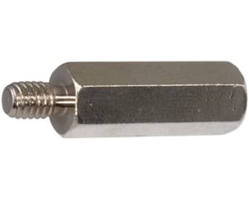 Bossard afstandsstag M6x20 mm, elforzinket stål med blå overflade, med udvendigt og indvendigt gevind.