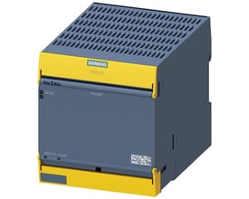 Siemens SIRIUS sikkerhedsrelæ 3SK1 med 3 NO-kontakter og 1 NC-kontakt, grå og gul design med skrueterminal. Produktet er fotograferet på hvid baggrund.