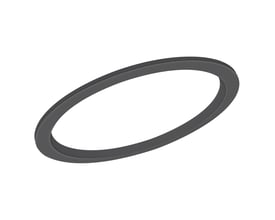 Sort Ledvance Downlight Comfort udvidelsesring på 240 mm, vist skråt oppefra med den runde åbning synlig.