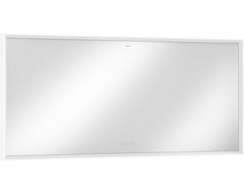 Frontvisning af Hansgrohe Xarita E spejl 1600x700 mm med integreret lys og touch-sensorer i aluminiumsramme.