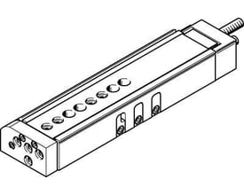 Festo minislæde DGSL-8-80-P1A med kuglelejer, 80 mm slaglængde og monteringshuller på siden.