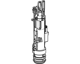 Stregtegning af Geberit skyllegarniture type 212 til Omega 82 med lodret plastmekanisme til 3/6-liters skyl.