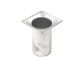 Overside af Blücher forlænget SQUARE overdel i rustfrit stål, der viser den firkantede ramme og det indvendige rør med fastgørelsespunkter.