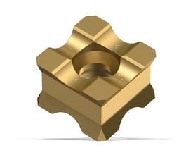 Fein vendeplatte SX i messingfarve med radius 2,5 mm, nummereret 1-4, vist på hvid baggrund.