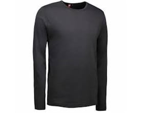 Bagfra-billede af ID Identity langærmet t-shirt i koksgrå, str. 2XL, som viser den tætsiddende pasform og bomuldskvaliteten.