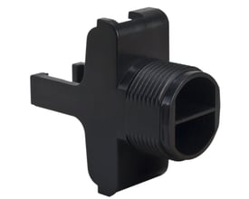 Schneider Electric M18 montagebeslag i sort plast til XUM-fotocelle med en M18 gevind og klip til montering.