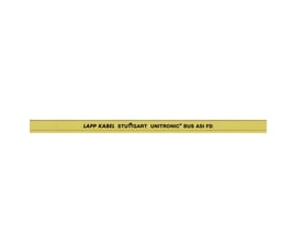 Lapp Unitronic BUS ASI FD (TPE) A kabel med 2x1,5mm² ledere i gul farve med teksttryk af mærke og modelnavn.
