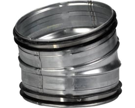 Lindab Safe BU bøjning på 15 grader med nipler til Ø200 mm ventilationsrør. Bøjningen er udført i galvaniseret stål.