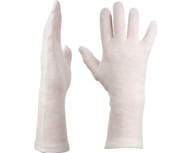 OX-ON Inderhandske Comfort 13303 i str. 10, lang model i hvid af 50% bomuld og 50% polyester med synlige fingre.