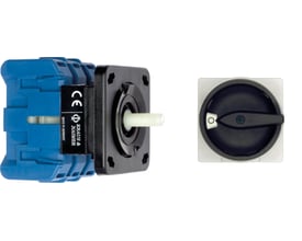 Kraus & Naimer KG100.T106 afbryderkontakt med 6 poler, 100A, sort/grå, frontmonteret med 4 huller og aflåseligt greb.