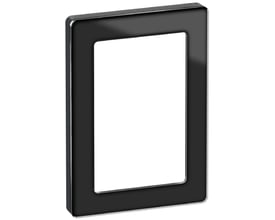 LK FUGA Pure designramme i sort glas til 1½ modul med en blank sølv kant.