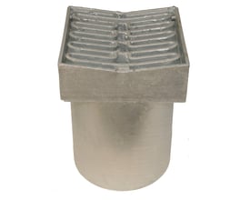 Galvaniseret rendestensrist i smedejern med Ø315mm opføring og buet design til belægningssten, belastning op til 40 ton.