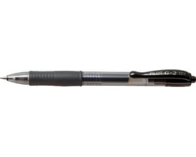Pilot G-2 gelpen i sort med et 0,5 mm blæk-system og komfortabelt gummigreb.