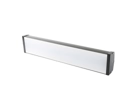 V-TAC lineær highbay 100W i sort aluminium med hvid diffusor, vist på hvid baggrund med en let skygge.