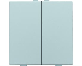 Niko 2-tryk i sterling design med to opdelte tangenter, der skaber et moderne udtryk på hvid baggrund.