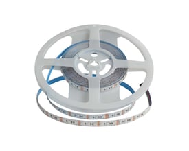 V-TAC LED stribelys på en hvid rulle med 120 LED/meter og RGB farver, 5 meter, 8 mm bredde, 24V.